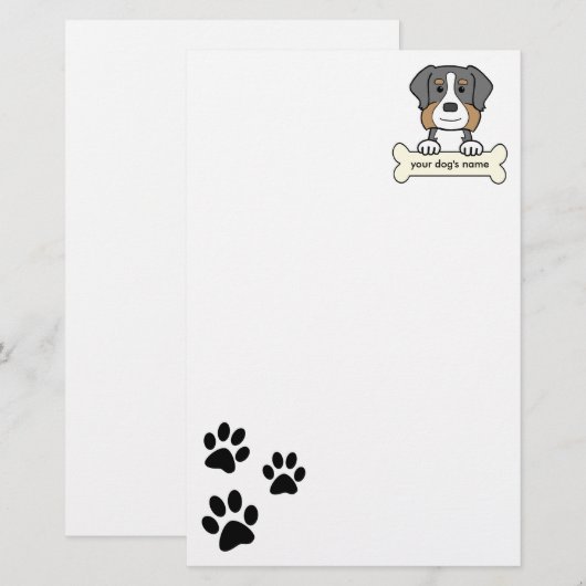 Persoonlijke Bernese Mountain Dog Briefpapier (Voorkant / Achterkant)