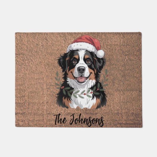 Persoonlijke Bernese Mountain Dog Kerstmis Deurmat (Voorkant)