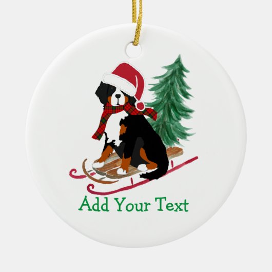 Persoonlijke Bernese Mt Dog kerstmis Keramisch Ornament (Voorkant)