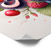 Persoonlijke Berry Floral Naam Poster "Amelia" (Hoek)