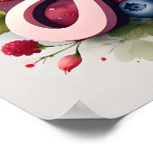 Persoonlijke Berry Floral naam poster "Ava" (Hoek)