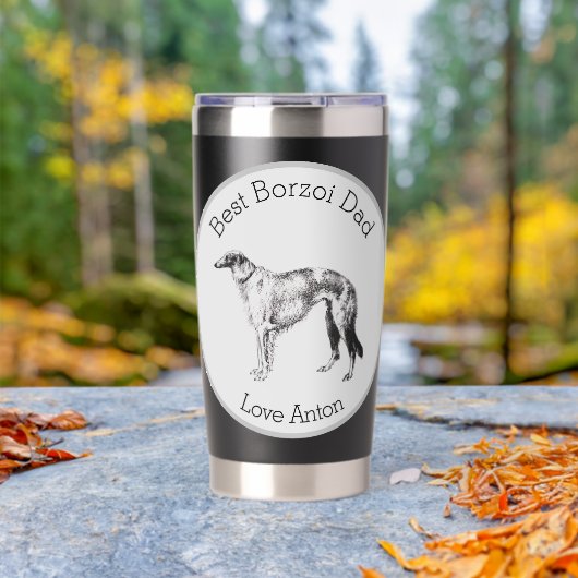 Persoonlijke Beste Borzoi Vader Geïsoleerde Drinkbeker (Buiten (Gedraaid) )