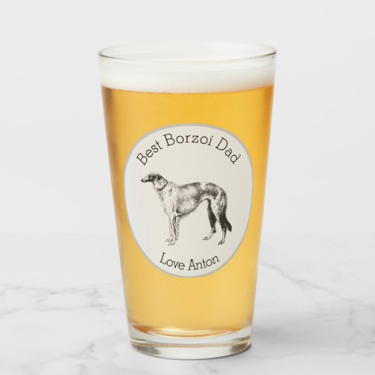 Persoonlijke Beste Borzoi Vader Glas (Voorkant gevuld)
