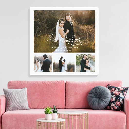 Persoonlijke beste dag ooit 4 Foto collage Canvas Afdruk (Insitu (Woonkamer))