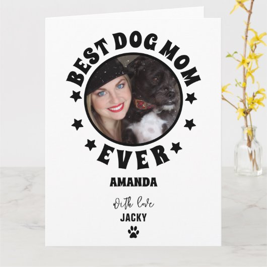 Persoonlijke Beste Hond Moeder Ooit Aangepaste Fot Kaart (Gele Bloem)