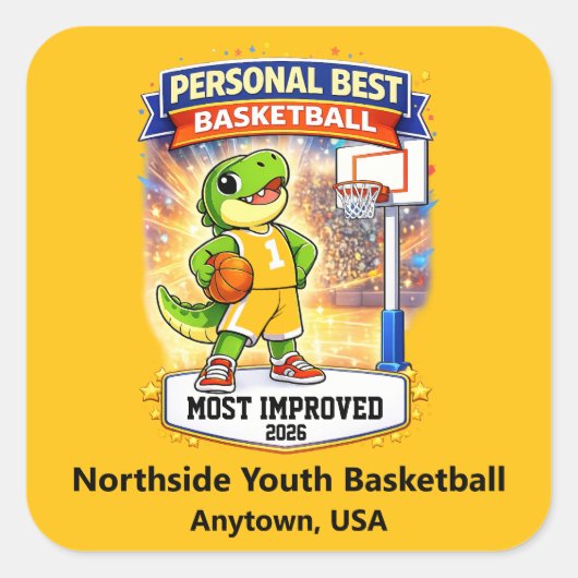 Persoonlijke Beste Jeugd Basketbal – Aangepaste Ki Vierkante Sticker (Voorkant)