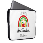 Persoonlijke 'Beste Leraar ter Wereld' Laptophoes Laptop Sleeve (Voorkant Rechts)