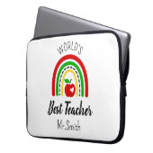 Persoonlijke 'Beste Leraar ter Wereld' Laptophoes Laptop Sleeve (Voorkant Links)
