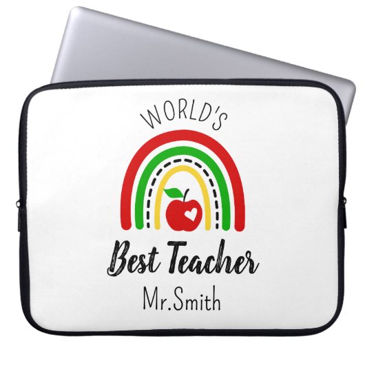 Persoonlijke 'Beste Leraar ter Wereld' Laptophoes Laptop Sleeve (Voorkant)