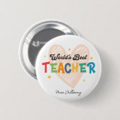 Persoonlijke Beste Leraar ter Wereld Ronde Button 5,7 Cm (Voorkant /achterkant)