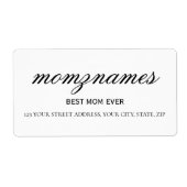 Persoonlijke 'Beste Moeder Ooit' Calligrafie Naam Etiket (Voorkant)