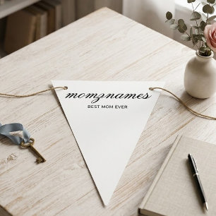 Persoonlijke 'Beste Moeder Ooit' Calligrafie Naam Vlaggetjes
