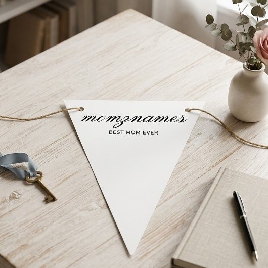 Persoonlijke 'Beste Moeder Ooit' Calligrafie Naam Vlaggetjes