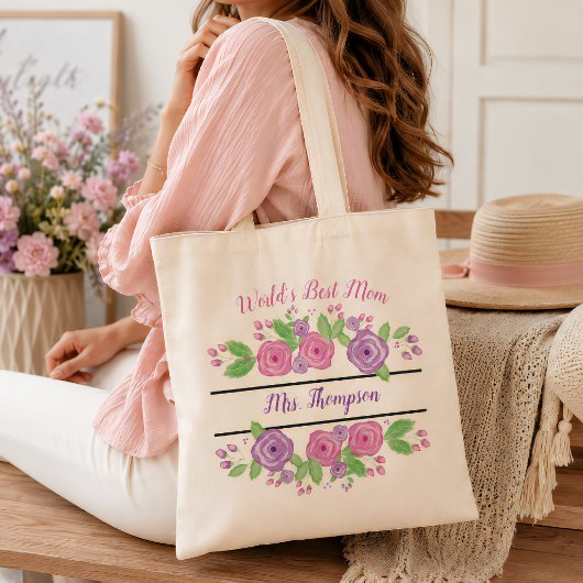 Persoonlijke 'Beste Moeder ter Wereld' Aangepaste Tote Bag