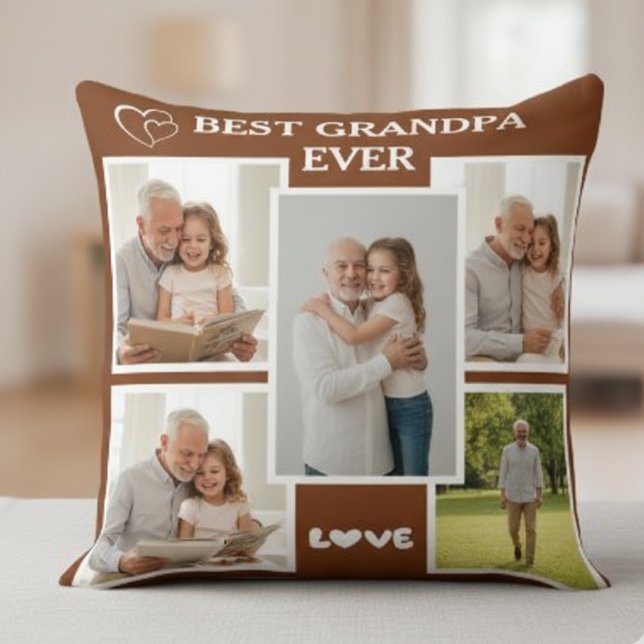 Persoonlijke 'Beste Opa Ooit' Fotocollage Kussen (Creator heeft geüpload)