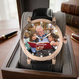 Persoonlijke "beste opa ooit" moderne typografie horloge