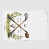 Persoonlijke Beste Papa Door Par Monogram Golfhanddoek (Horizontaal)