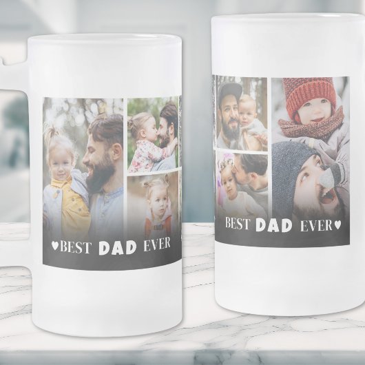 Persoonlijke 'Beste Papa Ooit' Fotocollage Vader Matglas Bierpul