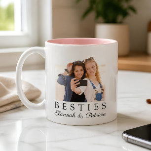 Persoonlijke Beste Vriend BFF Foto Aangepaste Roze Tweekleurige Koffiemok