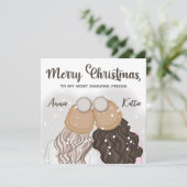 Persoonlijke Beste Vriendin Vriendin Meiden Kerstk Kaart (Staand voorkant)