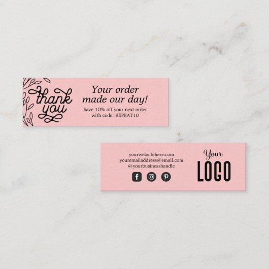 persoonlijke bestelling Hartelijk dank kaart Mini Visitekaartje (Voorkant / Achterkant)