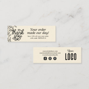  persoonlijke bestelling Hartelijk dank Mini Visitekaartje