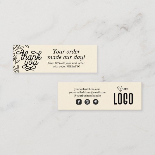 persoonlijke bestelling Hartelijk dank Mini Visitekaartje (Voorkant / Achterkant)