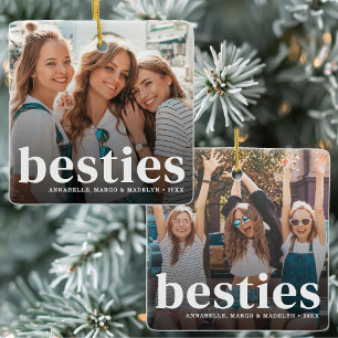 Persoonlijke Besties 2 Foto Kerstmis Keramisch Ornament