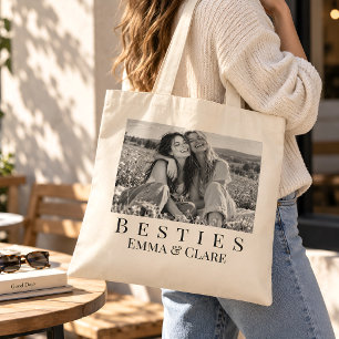 Persoonlijke Besties zwart-wit foto Tote Bag