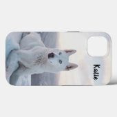 Persoonlijke betoverende witte hondje in sneeuw Case-Mate iPhone case (Achterkant (horizontaal))