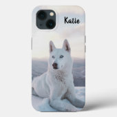 Persoonlijke betoverende witte hondje in sneeuw Case-Mate iPhone case (Achterkant)