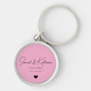 Persoonlijke Betrokkenheidsdatum Roze Hart Script Sleutelhanger
