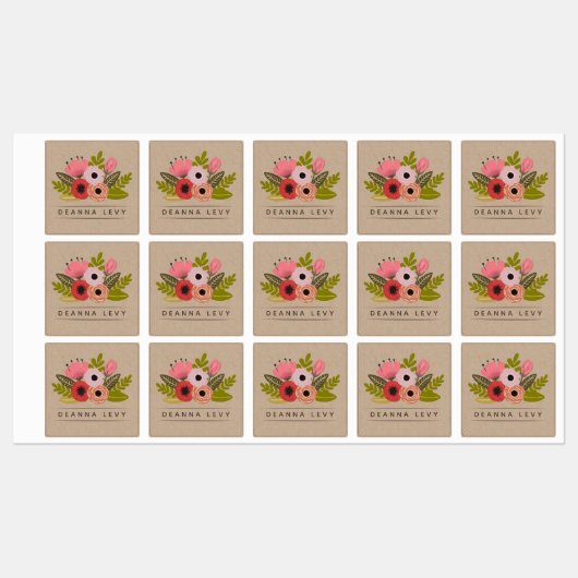 Persoonlijke bewerkbare bloemboeket labels (Vel)