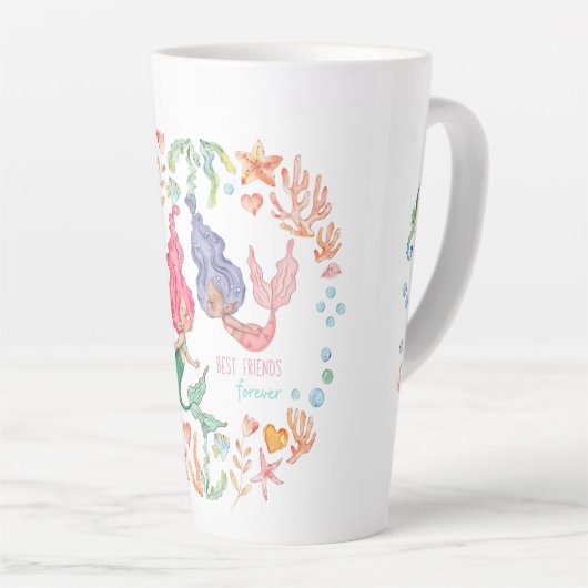 Persoonlijke BFF-cadeaus voor beste zeemeerminvrie Latte Mok (Rechterhoek)