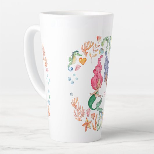 Persoonlijke BFF-cadeaus voor beste zeemeerminvrie Latte Mok (Linkerhoek)