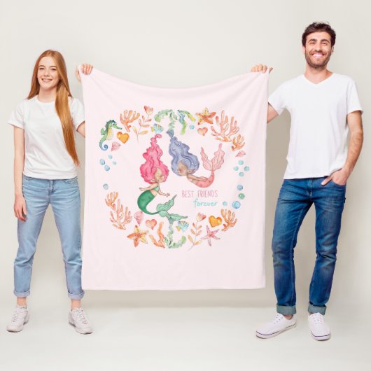 Persoonlijke BFF-cadeaus voor Zeemeerminnen Fleece Deken (In situ)