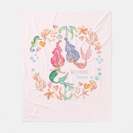 Persoonlijke BFF-cadeaus voor Zeemeerminnen Fleece Deken (Voorkant)