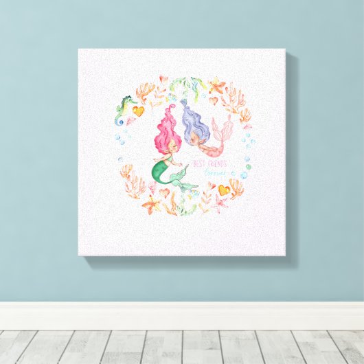 Persoonlijke BFF-cadeaus Zeemeerminnen Beste Vrien Canvas Afdruk (Insitu (Houten vloer))