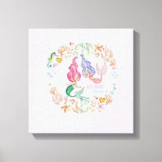 Persoonlijke BFF-cadeaus Zeemeerminnen Beste Vrien Canvas Afdruk (Voorkant)