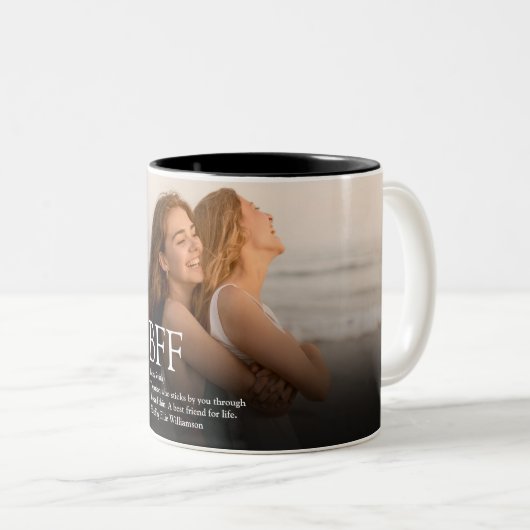 Persoonlijke BFF-definitie Foto beste vriend Tweekleurige Koffiemok (Voorkant rechts)