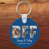 Persoonlijke BFF Foto Best Friend Names Navy Blue Sleutelhanger (Voorkant)