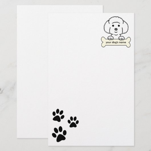 Persoonlijke Bichon Frise Briefpapier (Voorkant / Achterkant)