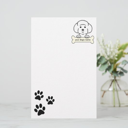 Persoonlijke Bichon Frise Briefpapier (Staand voorkant)