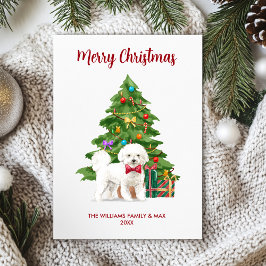 Persoonlijke Bichon Frise hond Kerstmis Feestdagenkaart