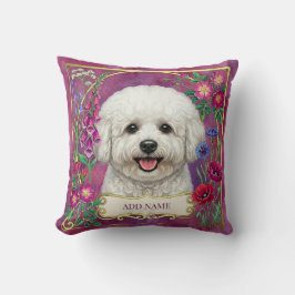 Persoonlijke Bichon Frise Roze Bloemenkussen Kussen