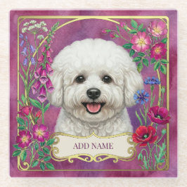 Persoonlijke Bichon Frise Roze Glas Onderzetter