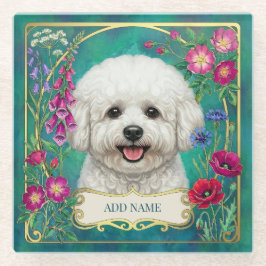 Persoonlijke Bichon Frise Turquoise Glas Onderzett Glazen Onderzetter