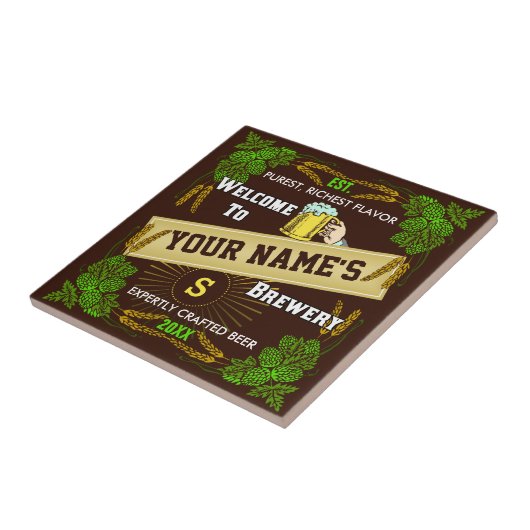 Persoonlijke bierbrouwerij Welkom bij Hops Barley Tegeltje (Zijkant)