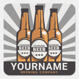 Persoonlijke bierfles ambachtelijke brouwerij vierkante sticker