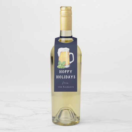 Persoonlijke Bierfleshanger 'Hoppy Holidays' Flessenhanger (Op fles)